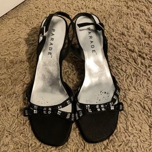 Black rhinestone heels 6